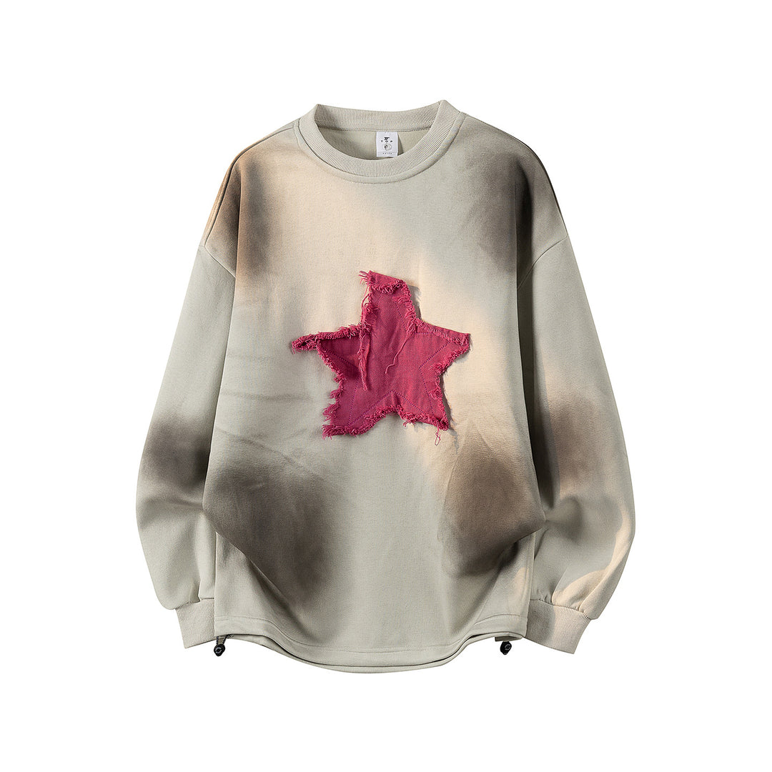 Women's Oversized Sweatshirt with Embroidered Logo, Rounded Hem & Dropped Shoulder Mune Fashion