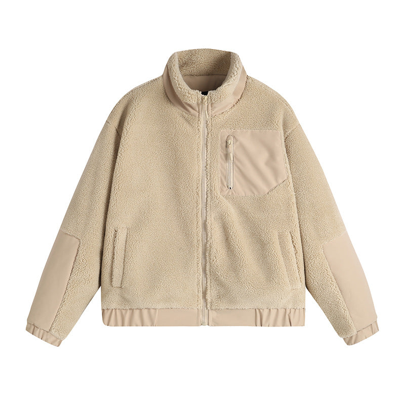 Men's Thermo-Sherpa-Fleece Jacket with Zipper, Chest Pocket and Reinforced Elbows Mune Fashion