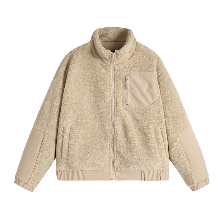 Men's Thermo-Sherpa-Fleece Jacket with Zipper, Chest Pocket and Reinforced Elbows Mune Fashion