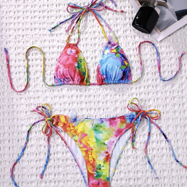 Women's triangle bikini with adjustable ties and floral design Mune Fashion