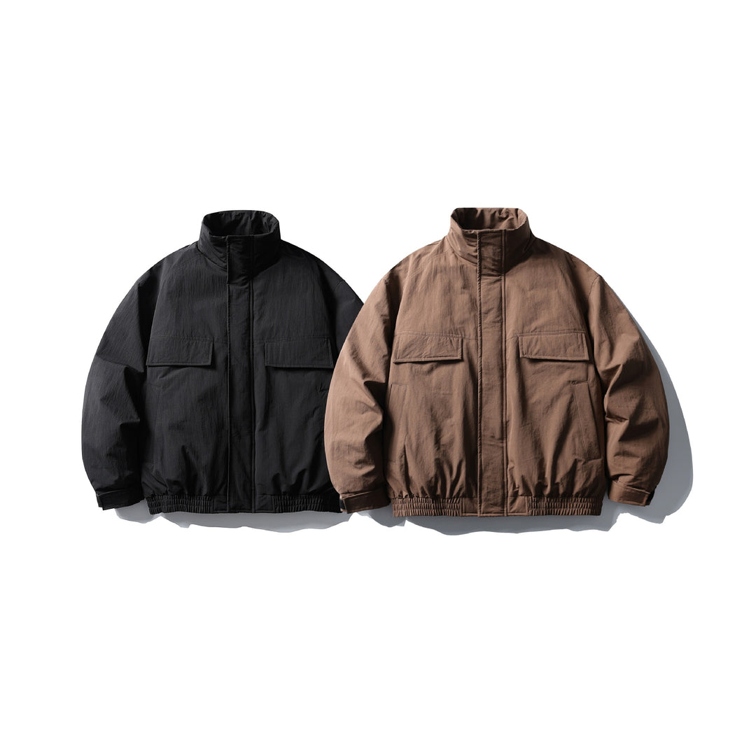 Men's Boxy Thermal Field Jacket with High Stand Collar and Flap Pockets Mune Fashion