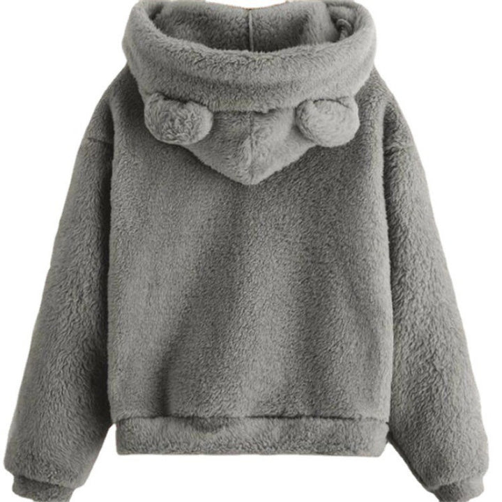 Women's Cozy Teddy Fleece Hoodie with Bear Ears and Oversized Fit Mune Fashion