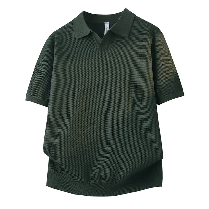 Women Short Sleeve Polo Shirt with Textured Design Mune Fashion