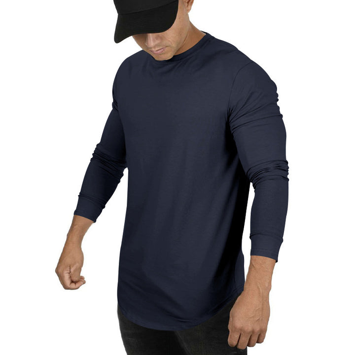 Men's long-sleeve shirt with extended round hem and slim fit made of elastic functional jersey Mune Fashion
