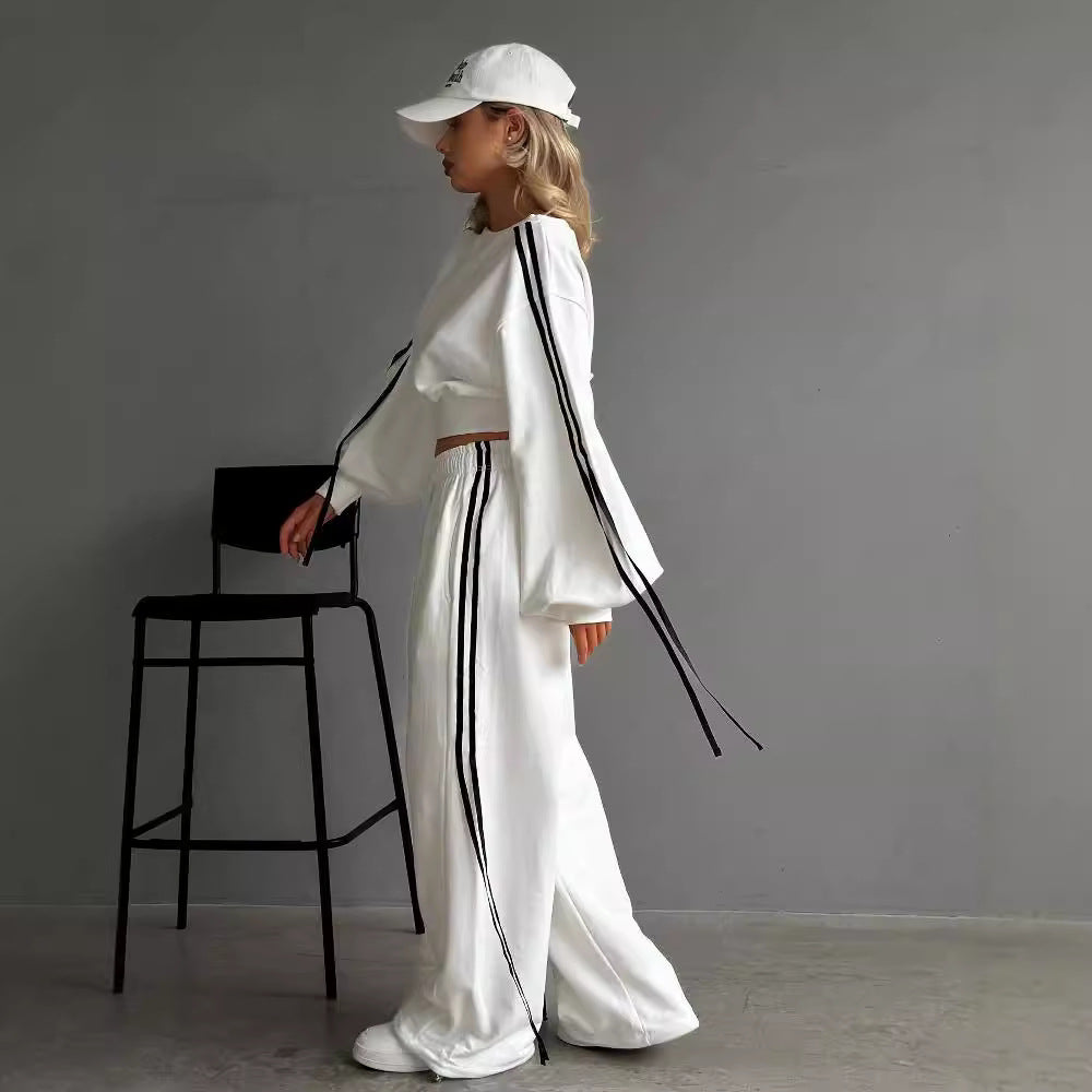 Women's loose Relax leisure pants with drawstring, elastic comfort waistband, and side decorative seams Mune Fashion