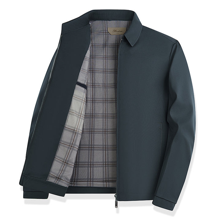 Men's lightweight transitional jacket with checked lining and concealed zipper Mune Fashion