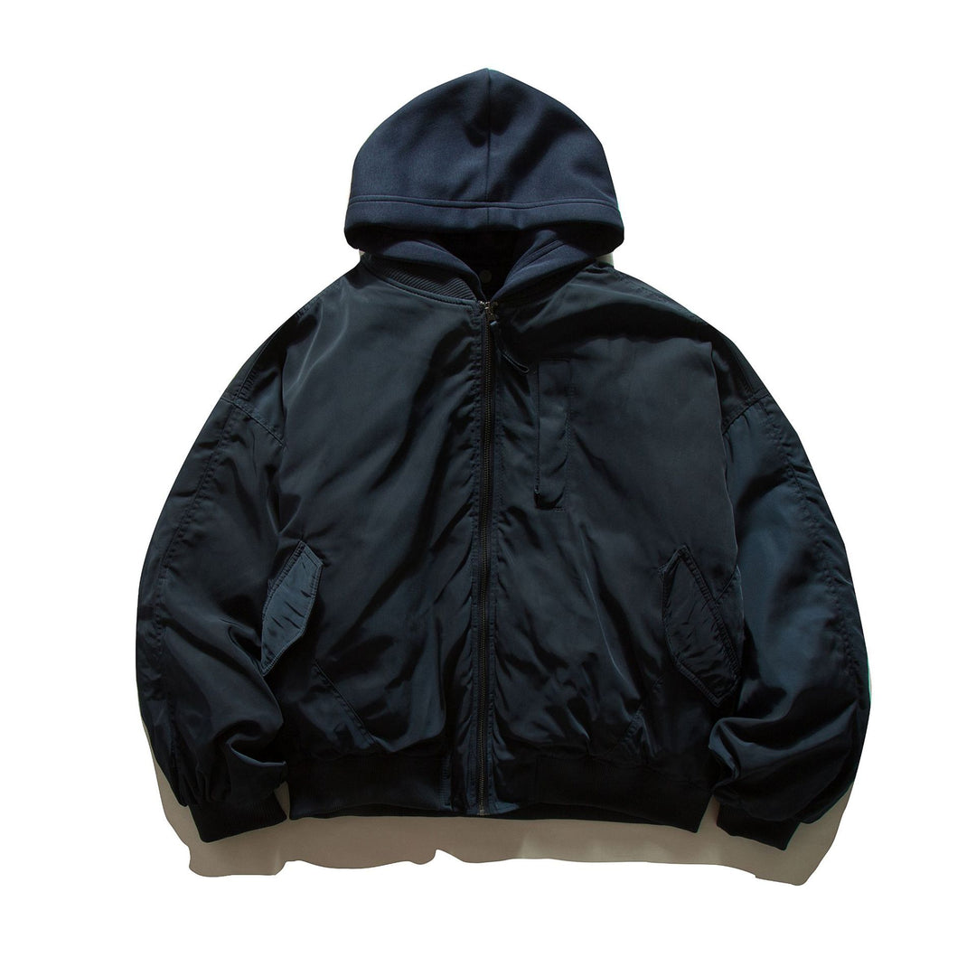 Men's Hooded Bomber Jacket in Pilot Style with Nylon Outer Material and Raglan Sleeves Mune Fashion