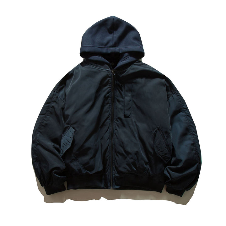 Men's Hooded Bomber Jacket in Pilot Style with Nylon Outer Material and Raglan Sleeves Mune Fashion