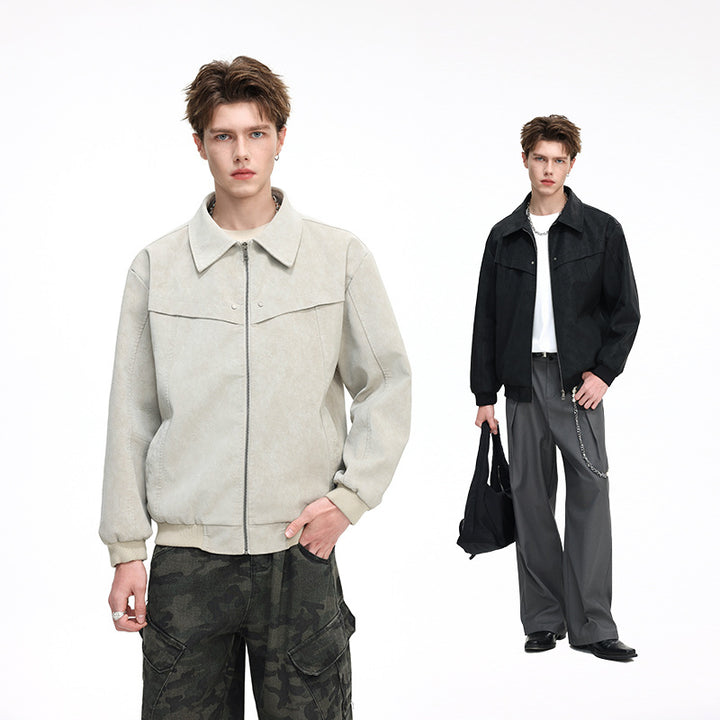 Men's Lightweight Harrington Jacket in Overshirt Style with Ribbed Cuffs Mune Fashion