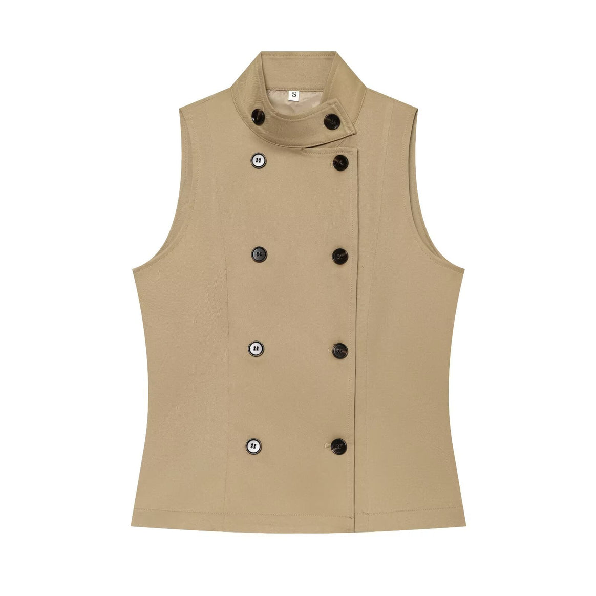 Women's Sleeveless Double-Breasted Trench-Inspired Vest Mune Fashion
