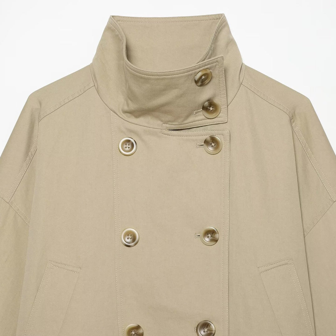 Women's short parka with funnel collar, double-breasted closure, and adjustable drawstring Mune Fashion