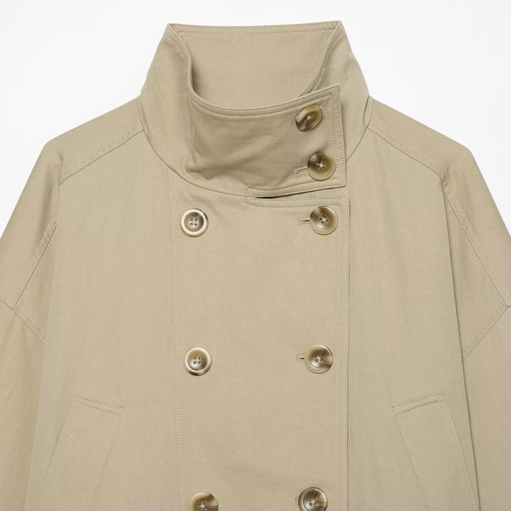 Women's short parka with funnel collar, double-breasted closure, and adjustable drawstring Mune Fashion