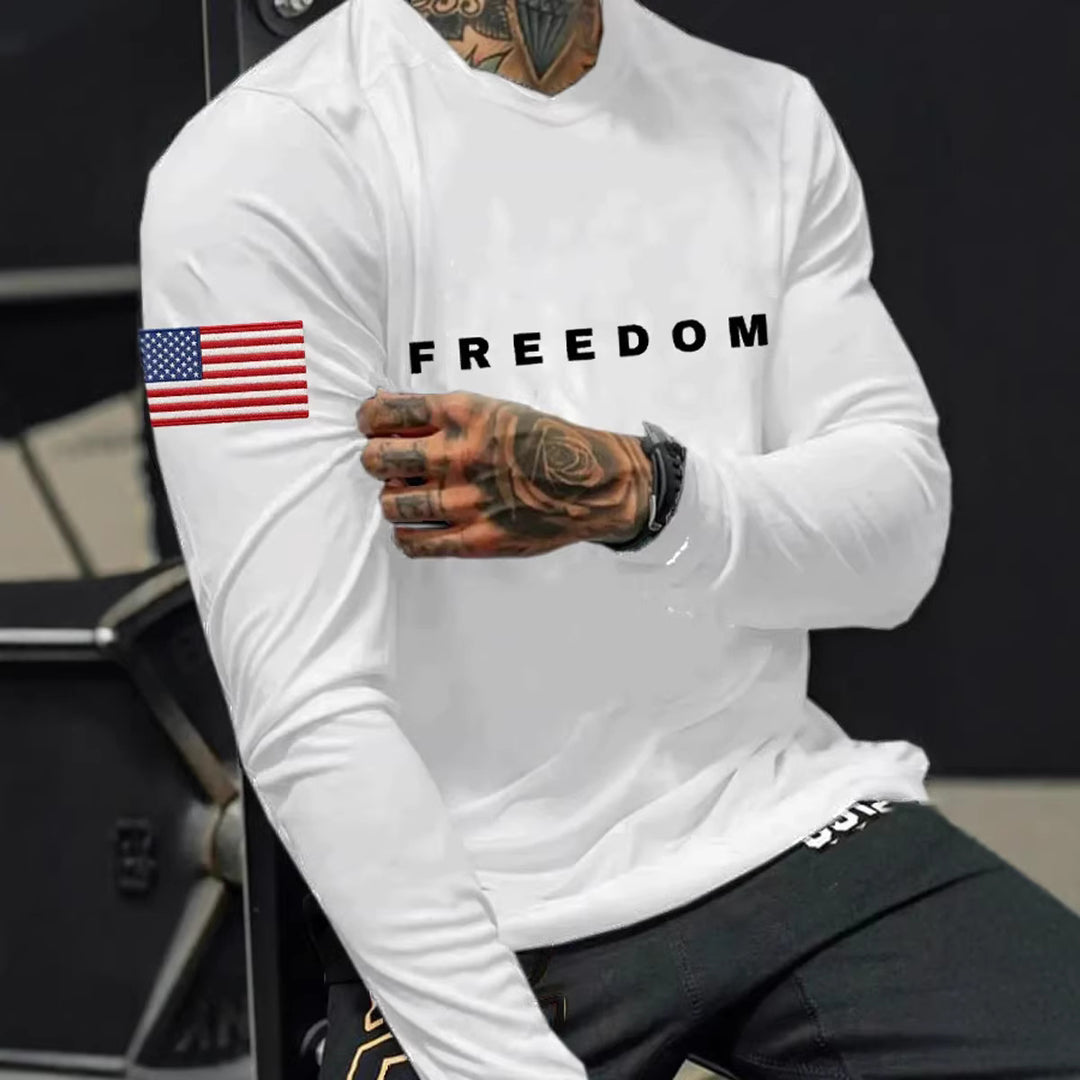 Men's Long Sleeve Shirt with American Flag Design Mune Fashion