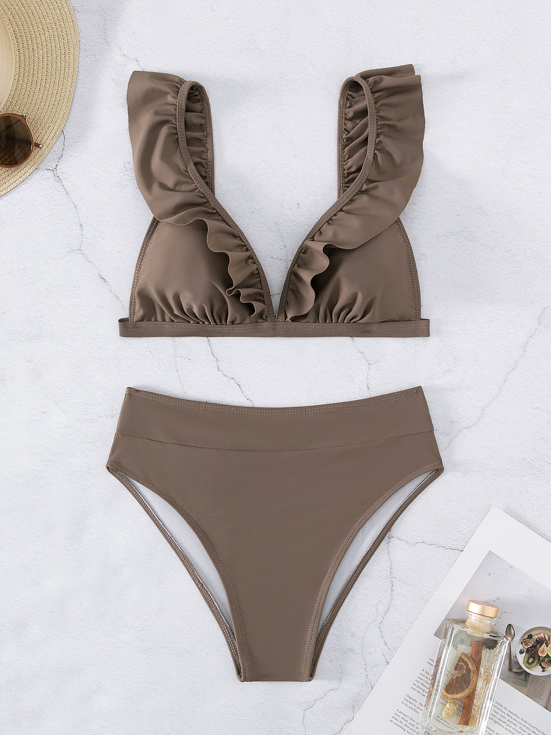 Women's Refined Triangle Bikini Set with Ruffle Details Mune Fashion