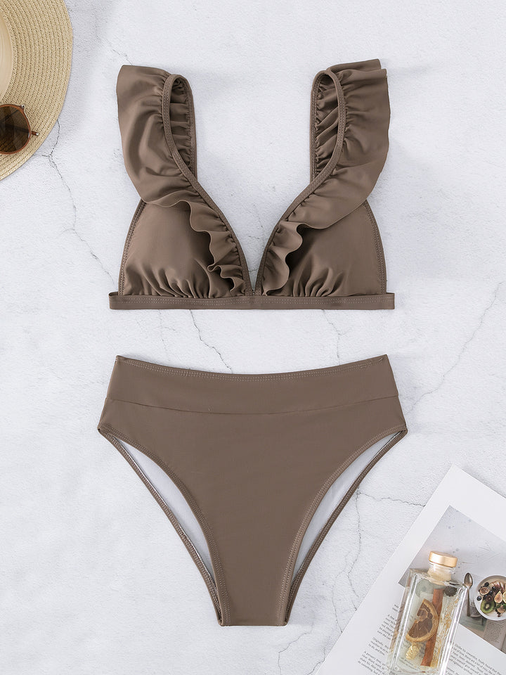 Women's Refined Triangle Bikini Set with Ruffle Details Mune Fashion