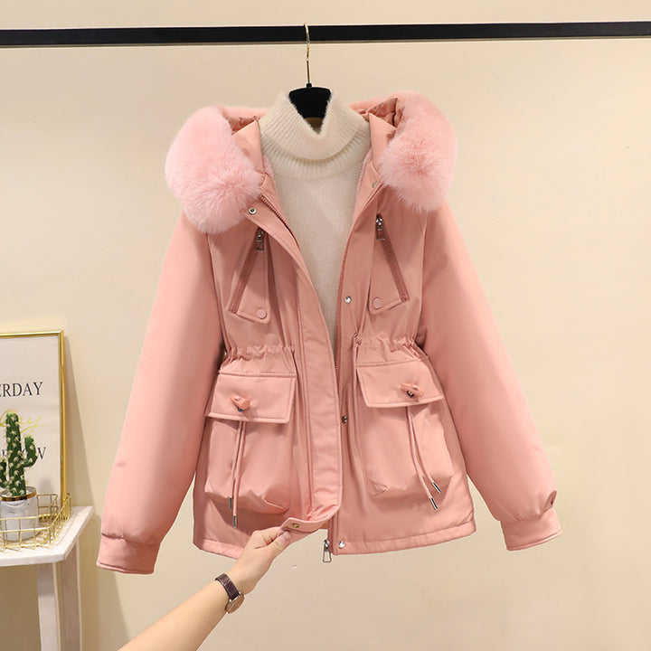 Ladies nano thermo parka with hood, voluminous faux fur collar, drawstring waist and multifunctional pockets Mune Fashion