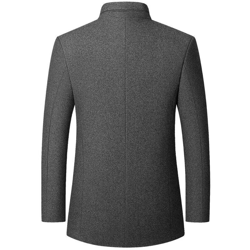 Men's wool blend coat with stand-up collar, quilted thermal insulation and concealed button placket Mune Fashion