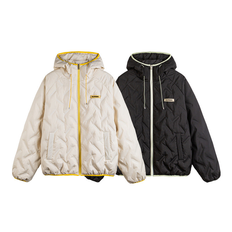 Unisex Padded Hoodie in Boxy Cut with Contrast Edges and Elastic Hem Mune Fashion