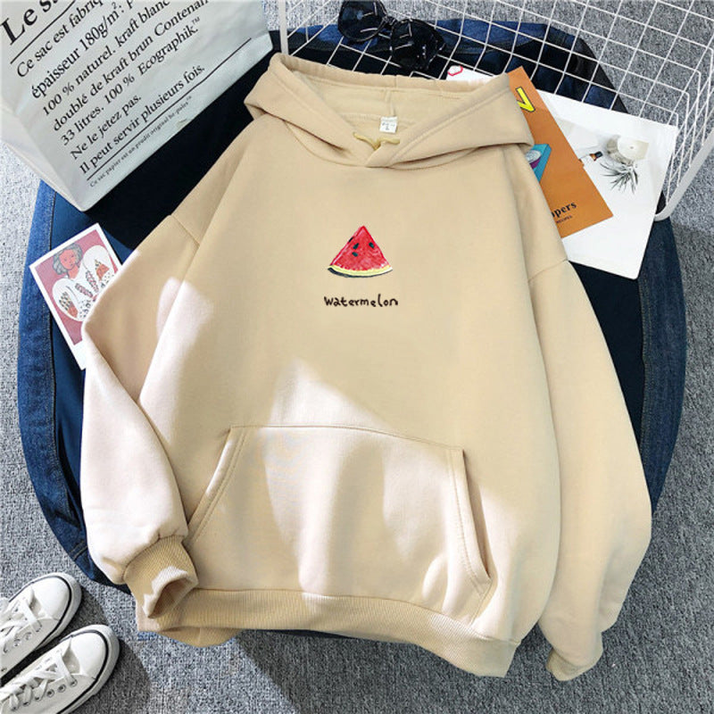 Women's oversized hoodie with avocado print, soft fleece inner lining and front kangaroo pocket Mune Fashion