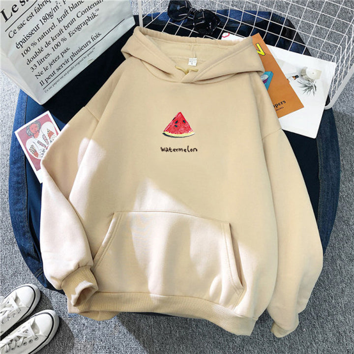 Women's oversized hoodie with avocado print, soft fleece inner lining and front kangaroo pocket Mune Fashion