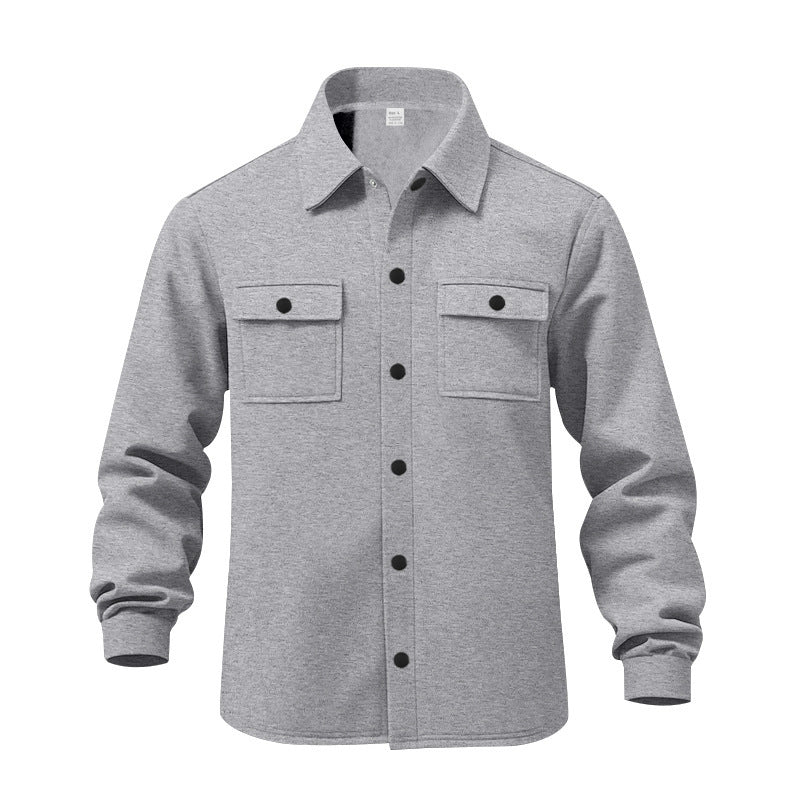 Men's unlined shirt jacket with fleece lining, patch chest pockets and snap button placket Mune Fashion