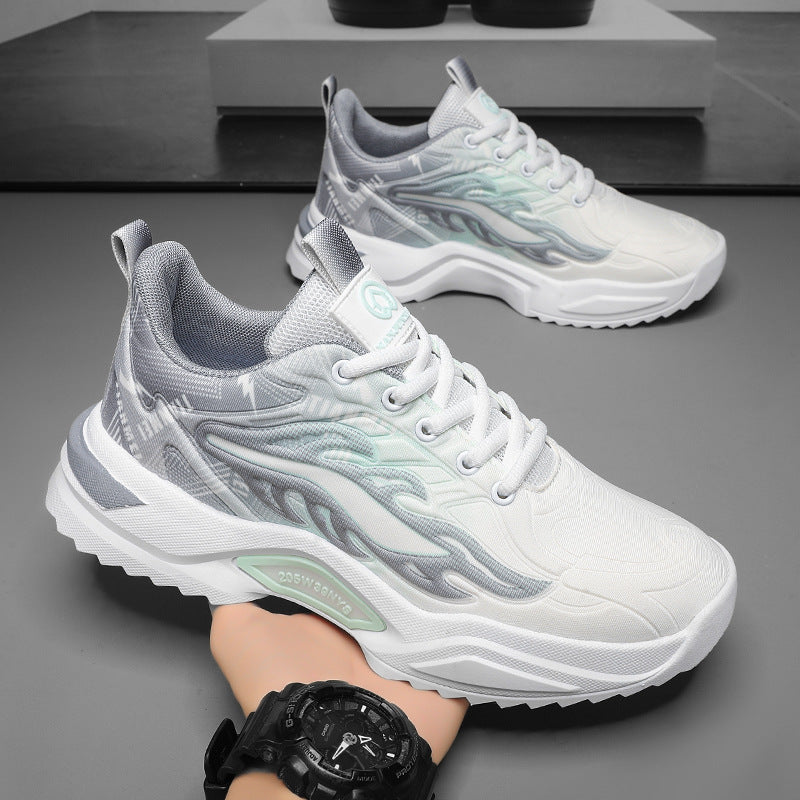 Unisex light fashion platform sneakers with breathable mesh, dynamic wave print, and padded entry Mune Fashion
