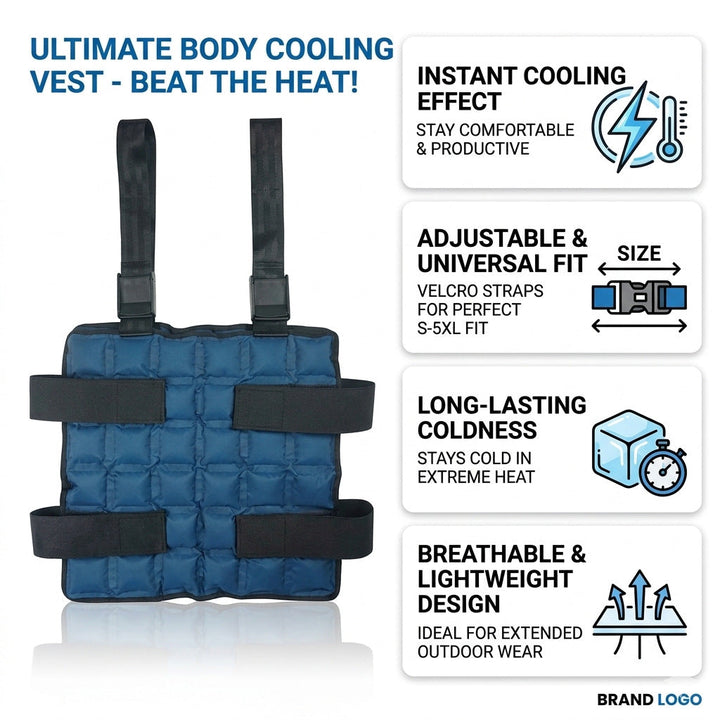 Unisex cooling therapy vest with reusable gel packs and adjustable Velcro closures Mune Fashion