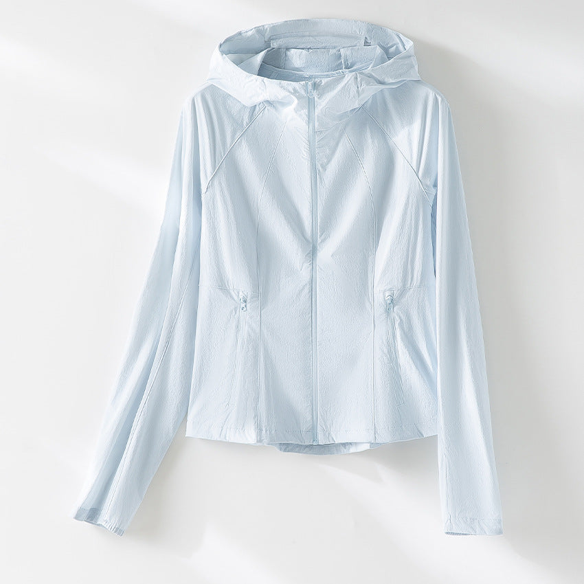 Women's Ultralight Hooded Wind Jacket with Raglan Sleeves and Zipper Pockets Mune Fashion