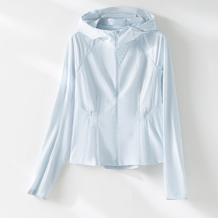 Women's Ultralight Hooded Wind Jacket with Raglan Sleeves and Zipper Pockets Mune Fashion
