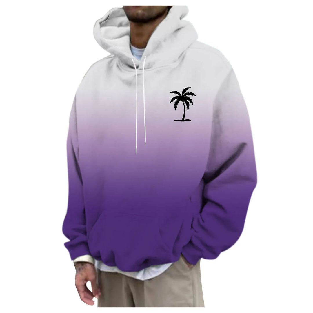 Unisex Trendy Oversized Hoodie with Gradient and Palm Motif Mune Fashion