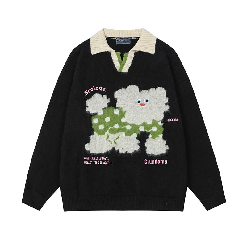 Ladies Fashionable Chunky Knit Sweater with Animal Motif Mune Fashion