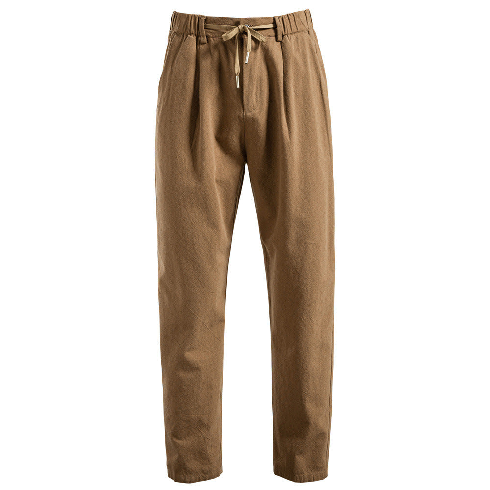 Men's casual pleated trousers with elastic drawstring waistband and tapered leg Mune Fashion