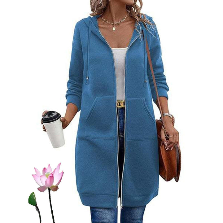 Women's Long Hooded Coat with Pockets