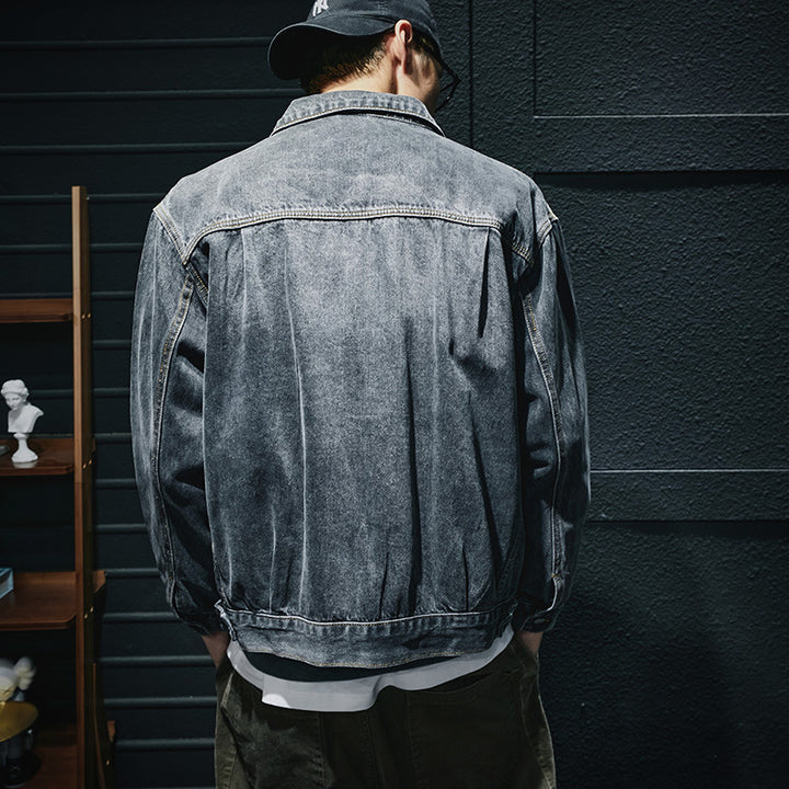 Men's Casual Denim Jacket with Modern Applications Mune Fashion