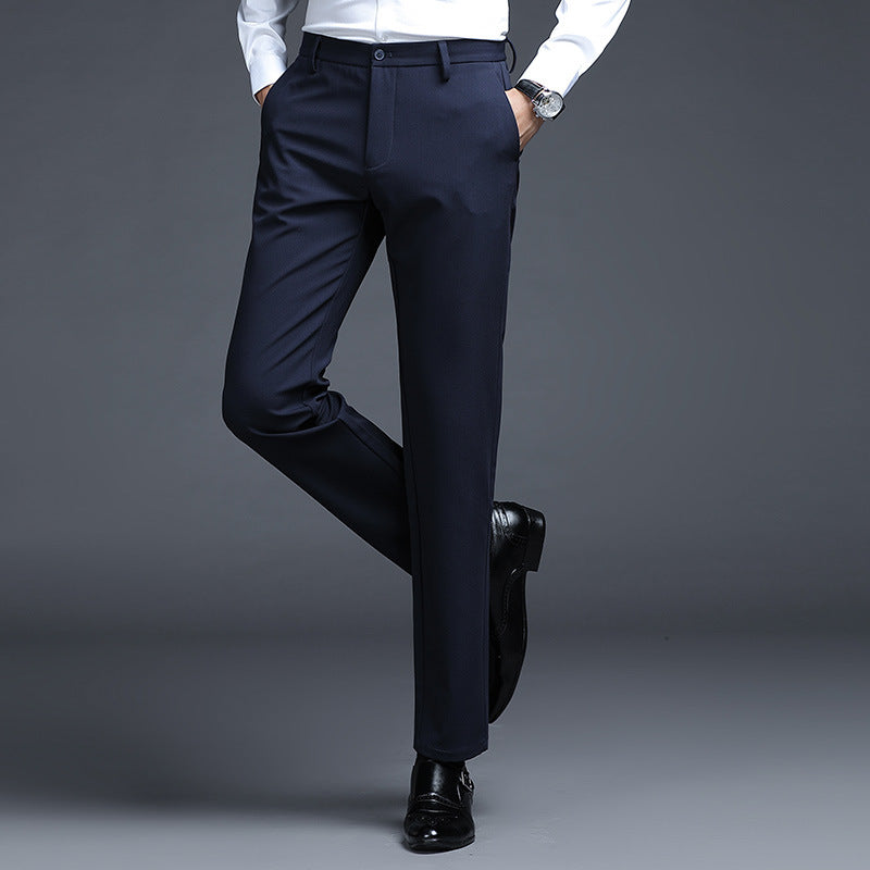 Men's Formal Slim-Fit Suit Trousers with Stretch Waistband and Crease Mune Fashion