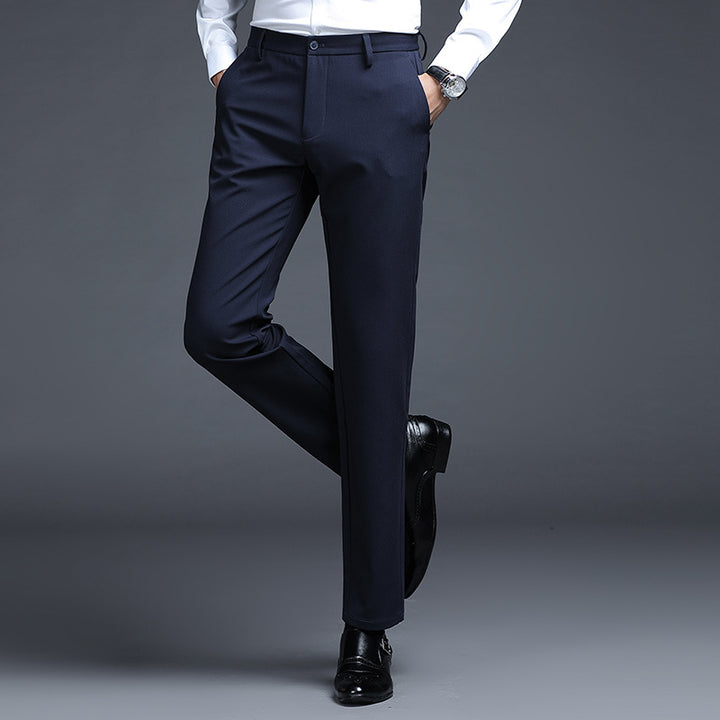 Men's Formal Slim-Fit Suit Trousers with Stretch Waistband and Crease Mune Fashion