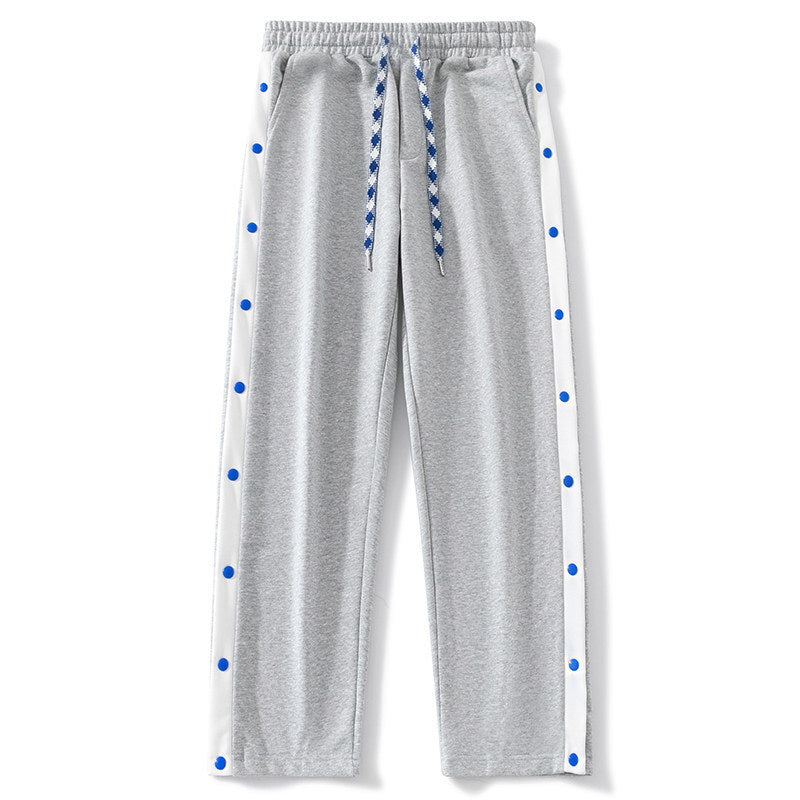 Men's jogging pants with snap button side stripes, elastic waistband & drawstring Mune Fashion