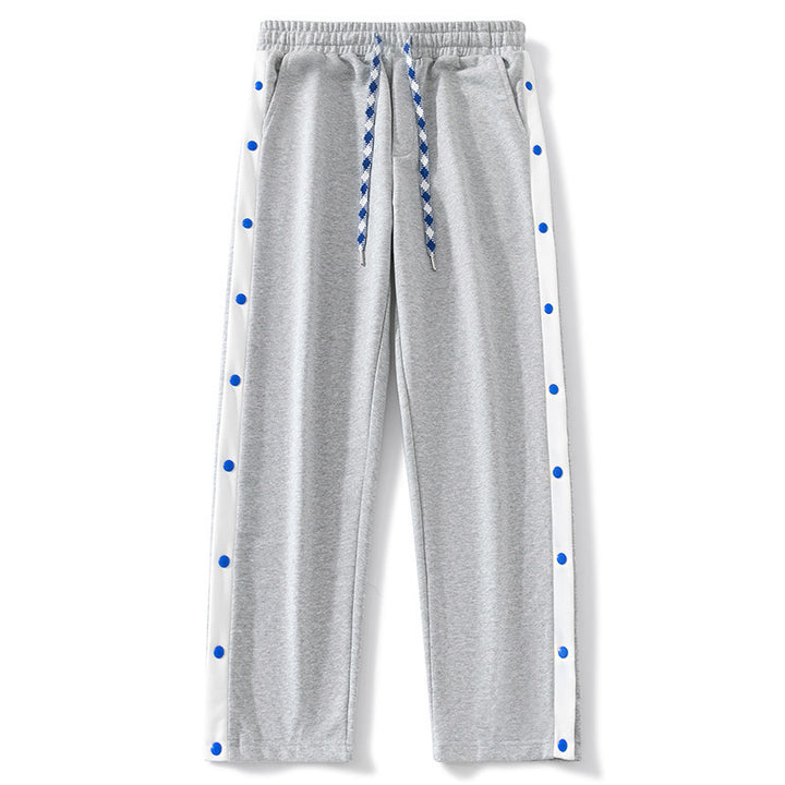 Men's jogging pants with snap button side stripes, elastic waistband & drawstring Mune Fashion