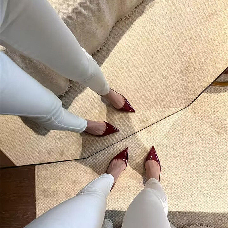 Women's pointed patent pumps with open heel and padded insole Mune Fashion