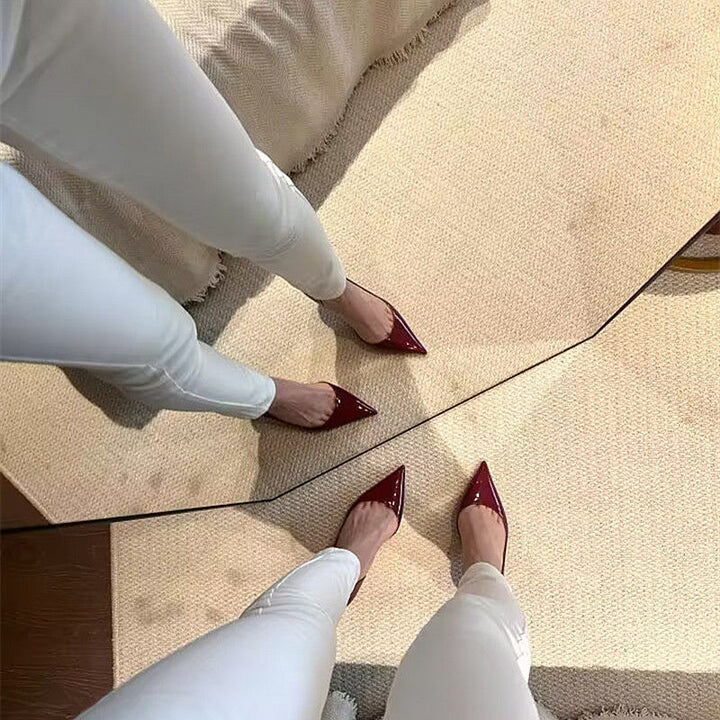 Women's pointed patent pumps with open heel and padded insole Mune Fashion