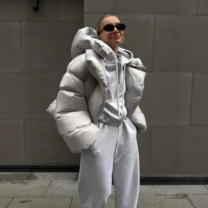 Women extravagant oversized quilted down jacket with extra voluminous hood Mune Fashion