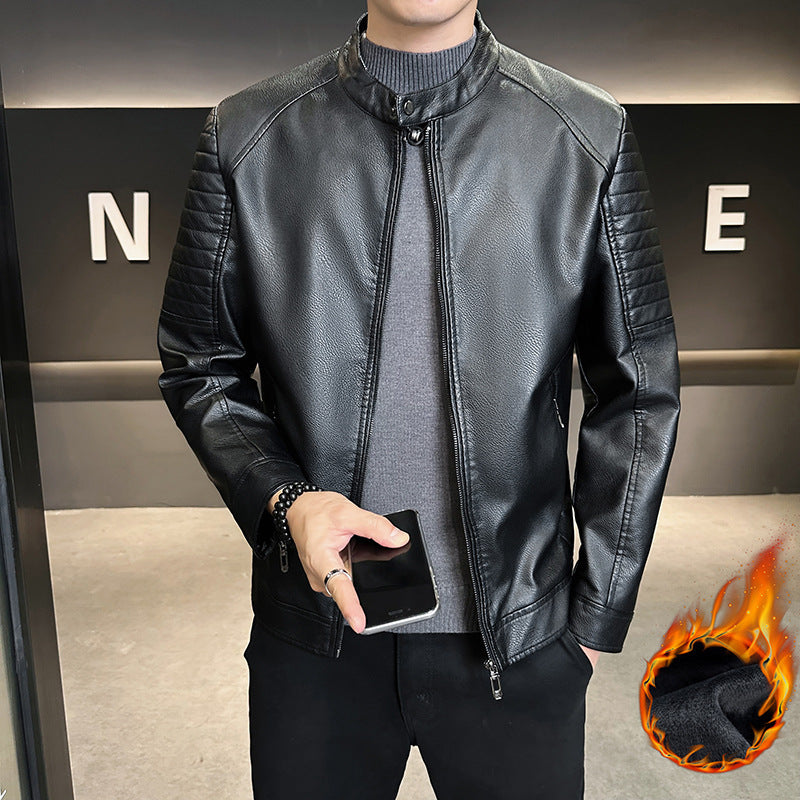 Men's Stylish Faux Leather Jacket with Quilted Details Mune Fashion
