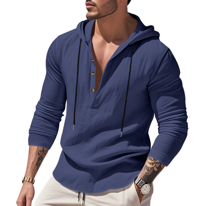 Men's casual hoodie with button placket and slim fit Mune Fashion
