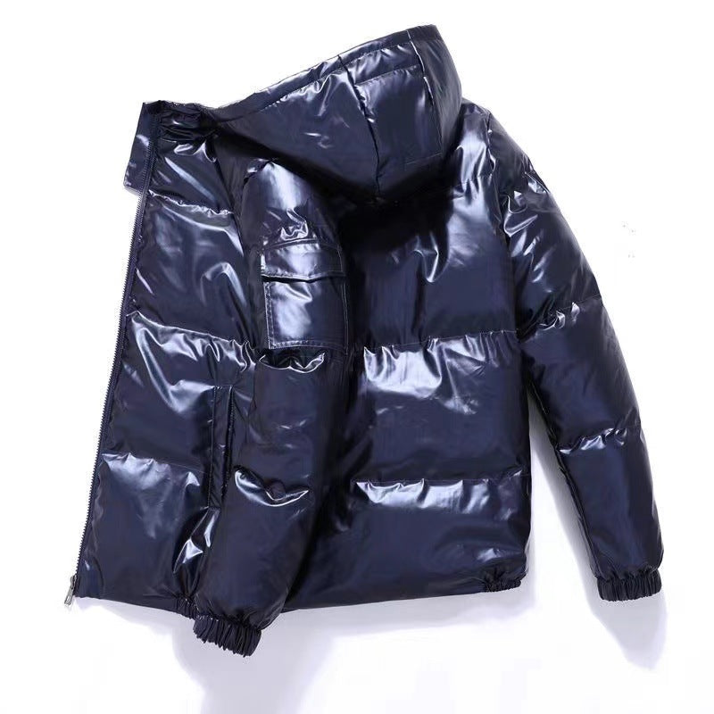 Men's glossy puffer jacket with hood, padded thermal lining and water-repellent lacquer look Mune Fashion