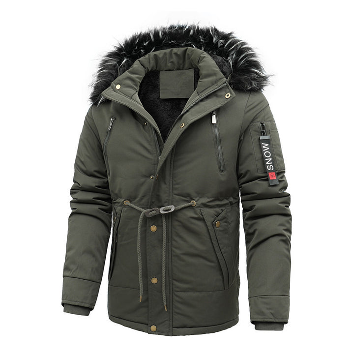 Men's padded parka jacket with faux fur hood and waist drawstring Mune Fashion