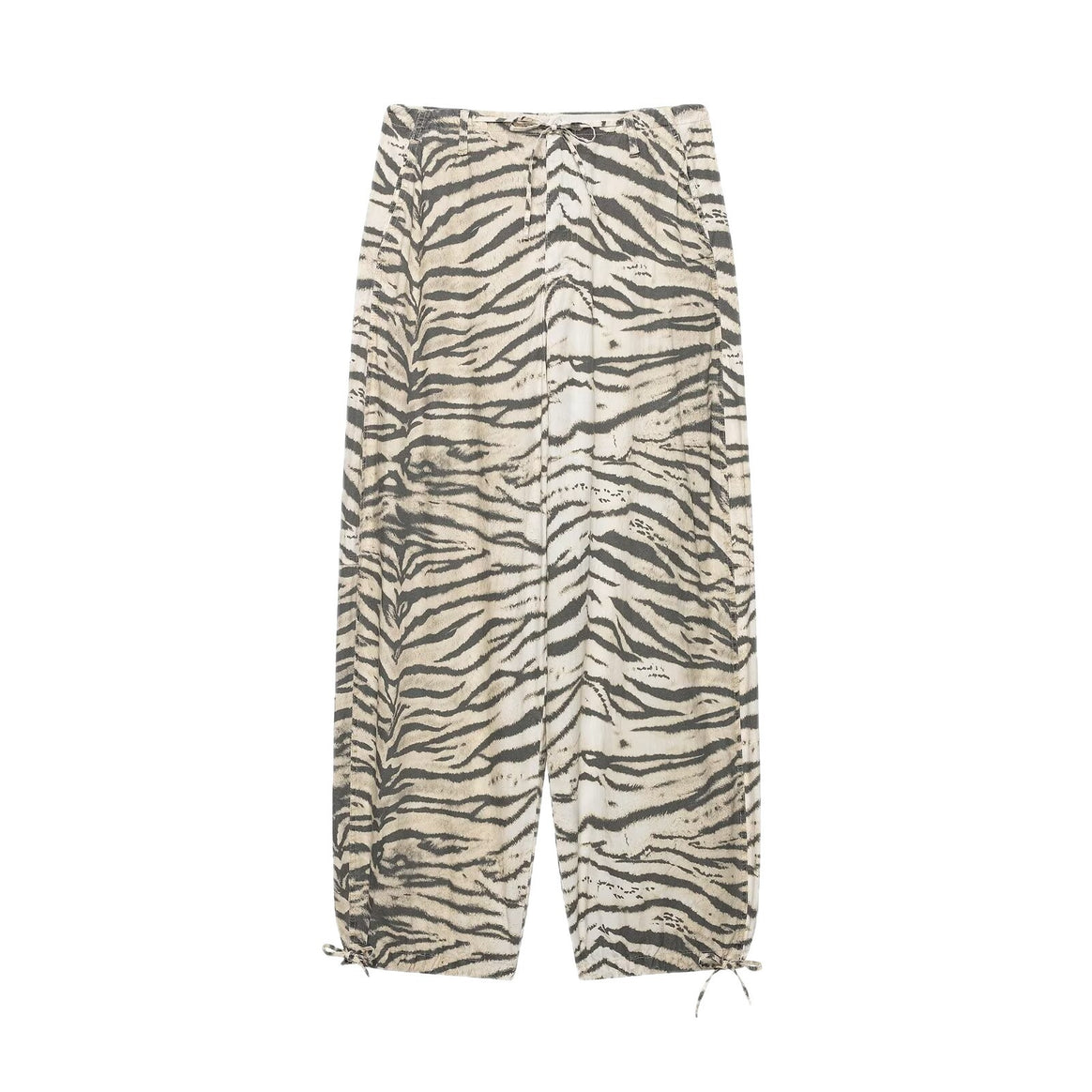 Women's Wide Palazzo Pants with Drawstring Waistband, Drawstrings and Animal Print Mune Fashion