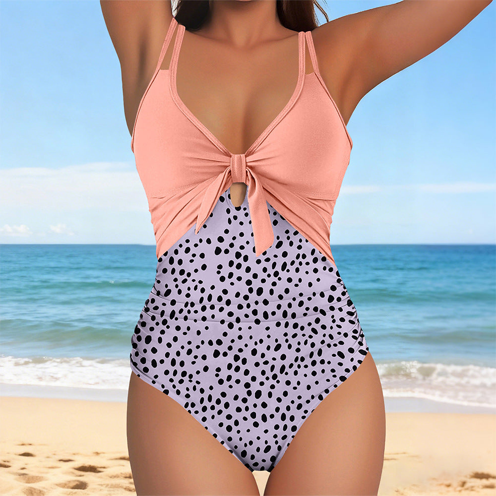 Women's one-piece swimsuit with fashionable knot design and figure-flattering cut Mune Fashion
