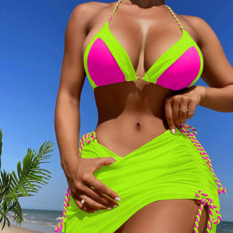 Women's bikini set with modern knot design and figure-hugging skirt Mune Fashion