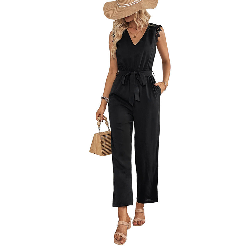Women Elegant Jumpsuit with Lace Details Mune Fashion
