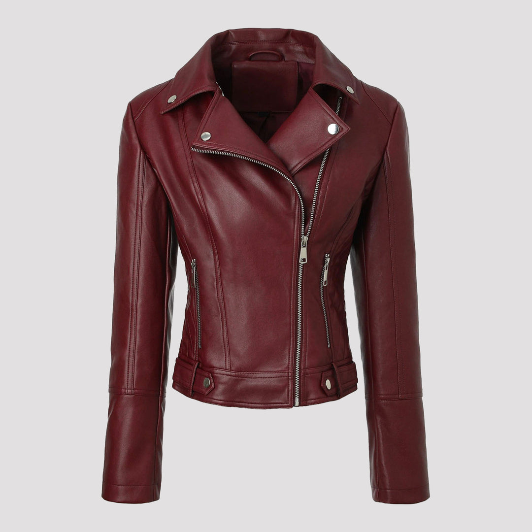 Ladies Trendy Biker Jacket made of high-quality Faux Leather Mune Fashion